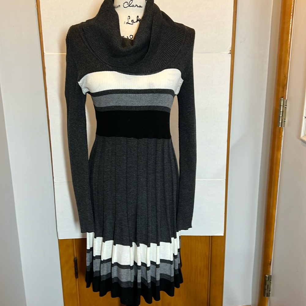 Calvin Klein Cowl neck pleated sweater dress